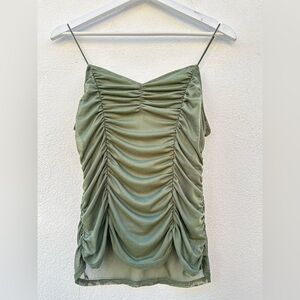 No Boundaries Olive Green Ruched Camisole
